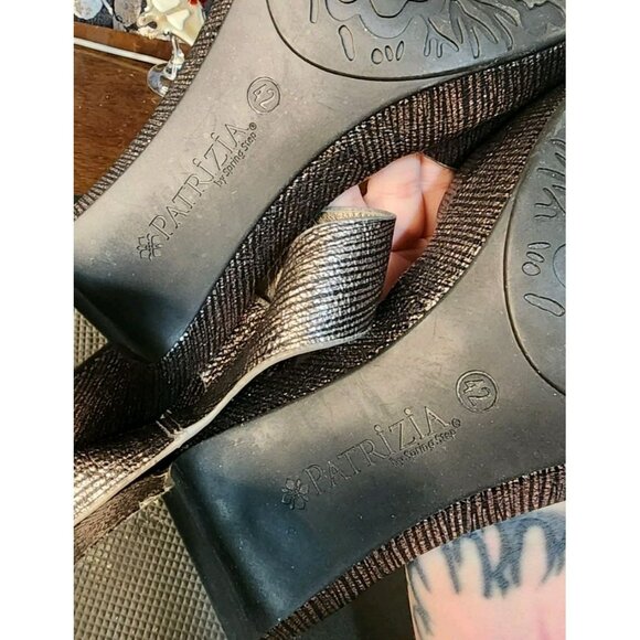 Patrizia By Spring Step Dade Sandals Size 42 US 10.5-11 Pewter Heels Ankle Strap - Picture 10 of 11